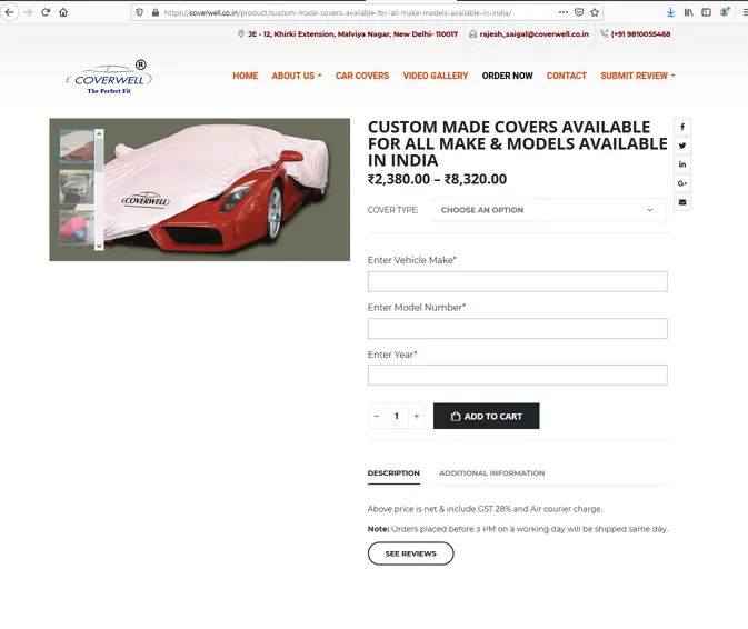 Order placing on ecommerce website