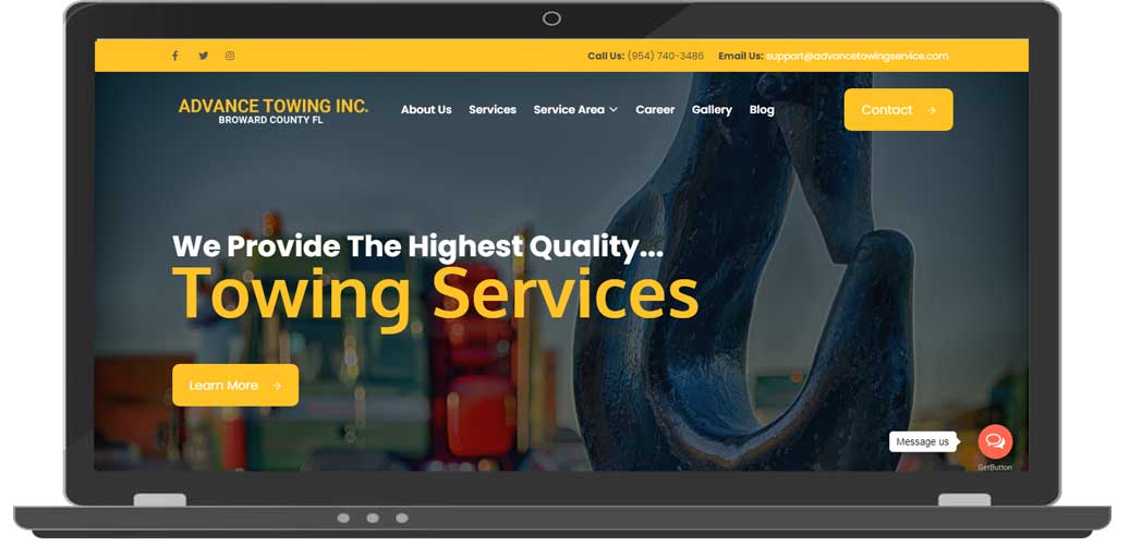 towing services website designing by ICO webTech