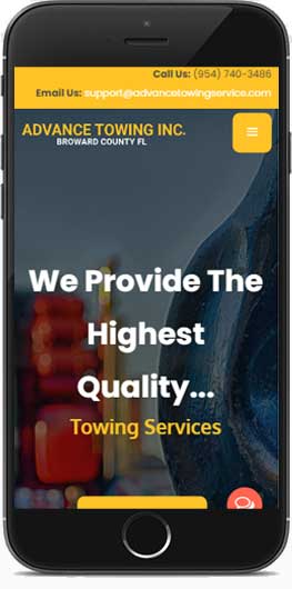 Towing company website on mobile designed and developed by ICO WebTech Pvt Ltd