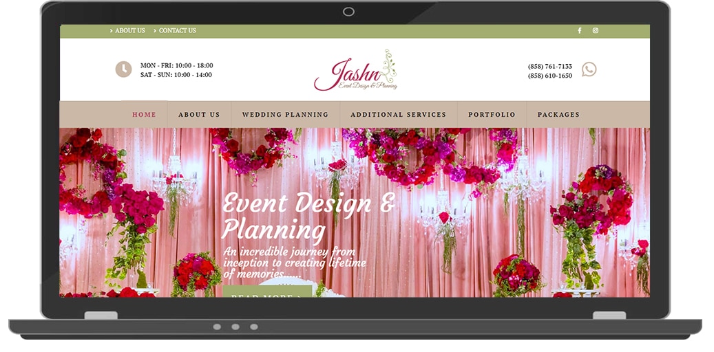 event planning website by ICO WebTech Pvt Ltd