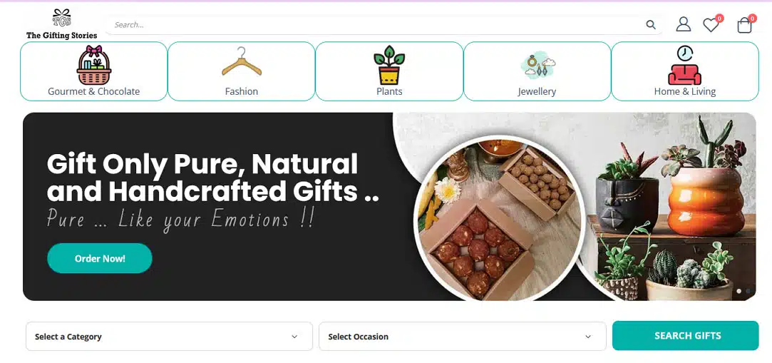 Ecommerce website development for gifting store