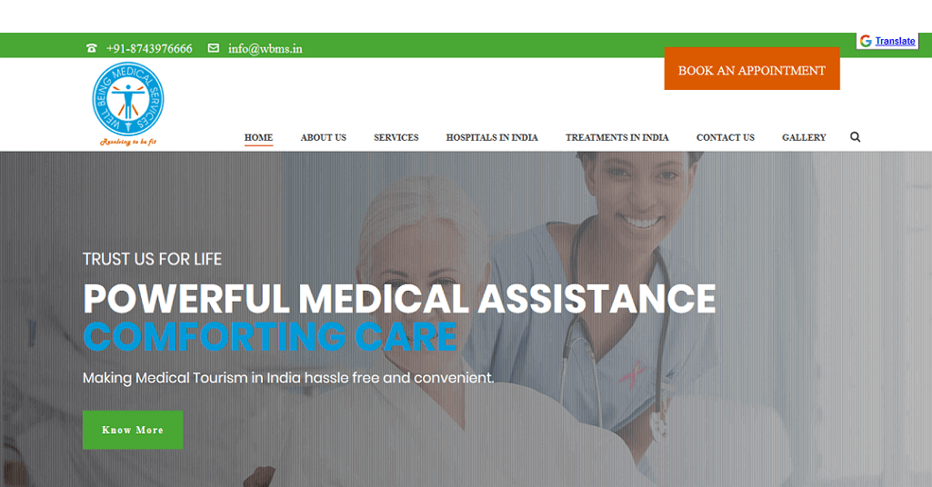 Website designing for medical tourism company