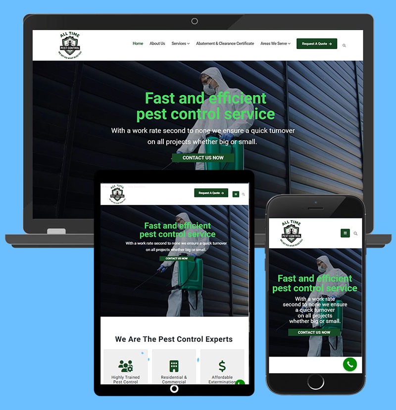 website design and development of All Time Pest Control by ICO WebTech