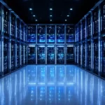 Enterprise web hosting servers in a secure data center with 99.9% uptime monitoring and managed hosting infrastructure.