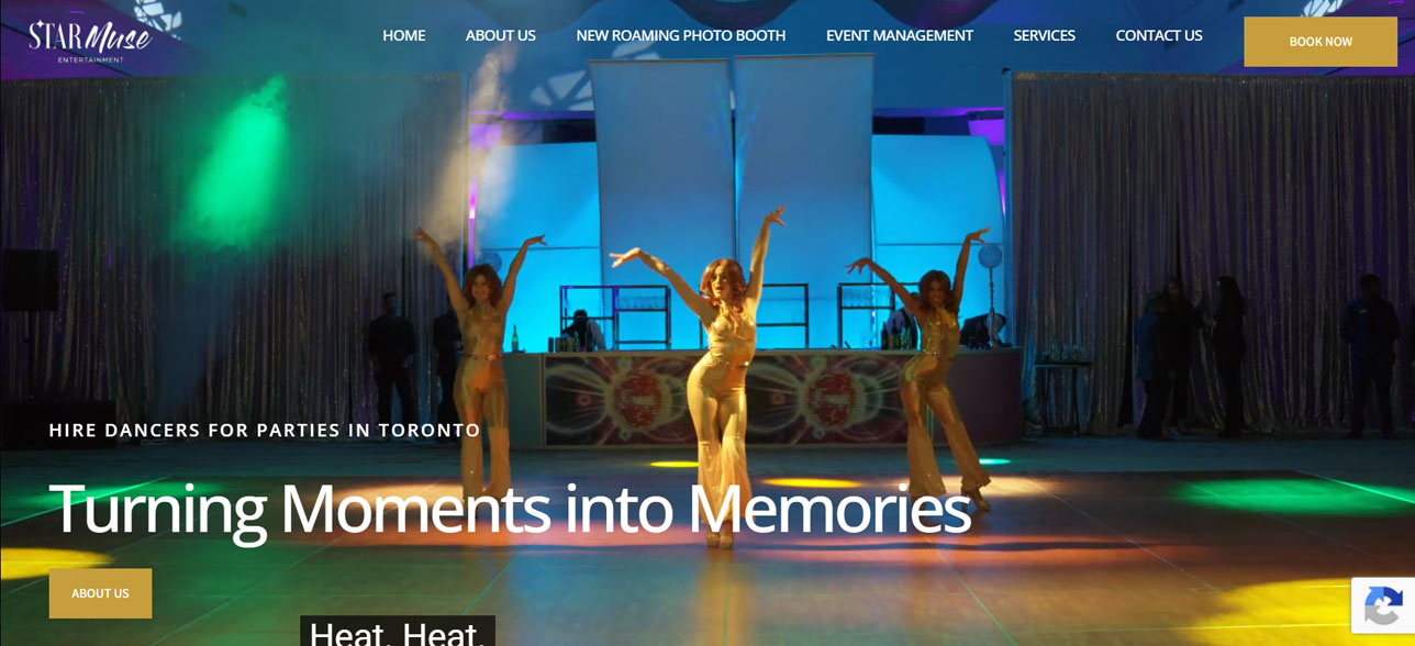 Website design for an entertainment company in Toronto, Canada