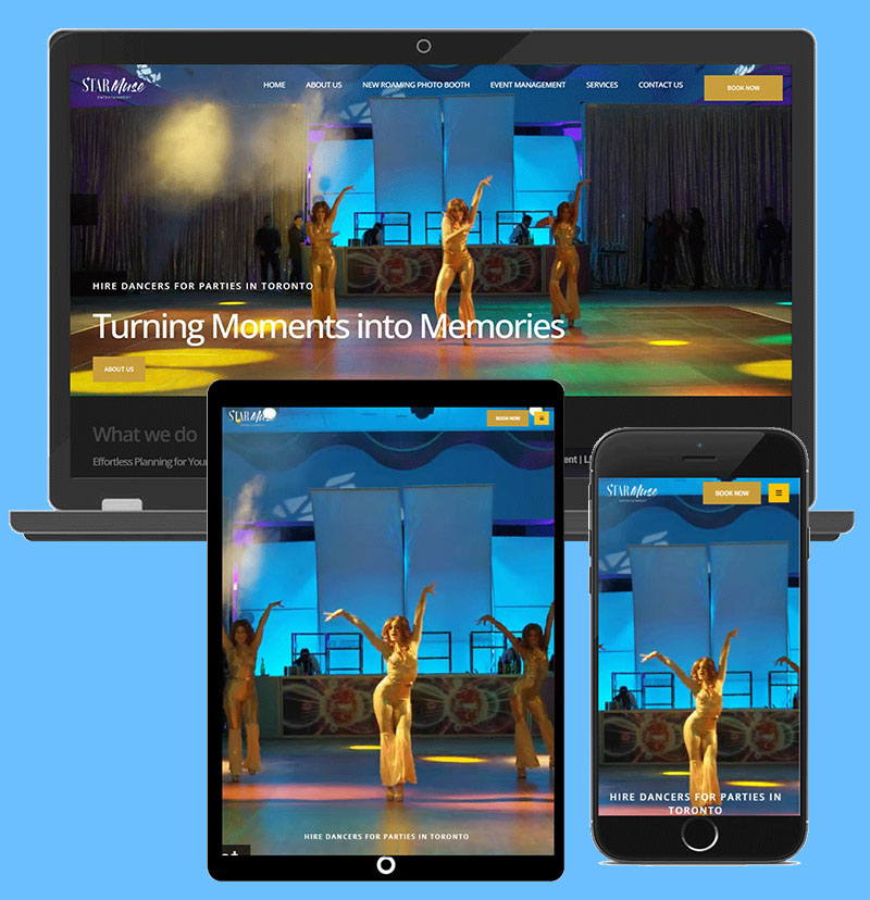 Website design for an entertainment company in Toronto, Canada