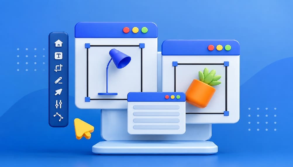 Modern 3D illustration of landing page conversion optimization and web design